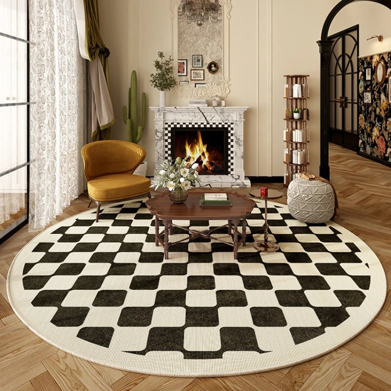 Tapis Rond Style Français – Doux, Lavable, Antidérapant.