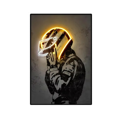 🏁 Toile Course F1 Néon – Art Moderne Graffiti & Ambiance Rétro.