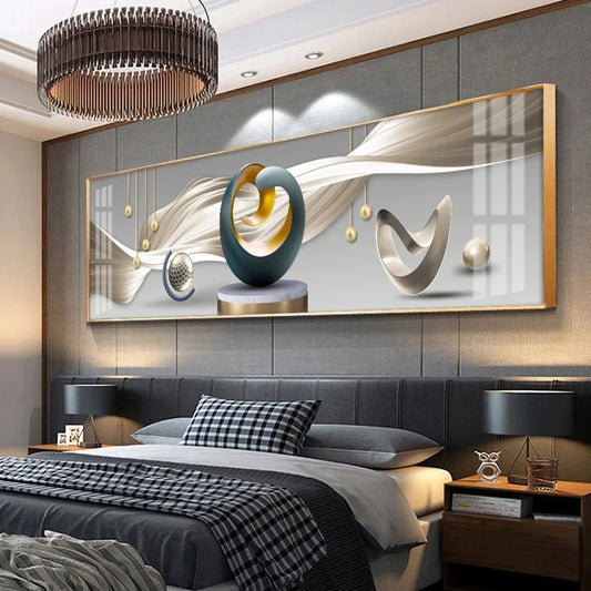 🖼️ Peinture sur Toile Dorée Art Géométrique Moderne & Luxe Abstrait.
